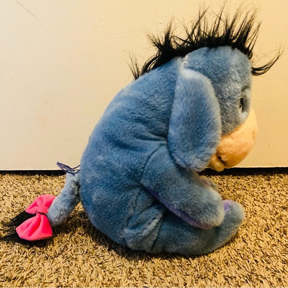 Eeyore Donkey Plush 11" With Detachable Tail Pink Bow Disney Store Exclusive - Picture 5 of 6